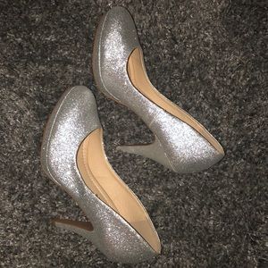 Silver sparkly heels